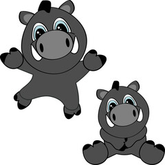 chibi baby boar character cartoon pack in vector format
