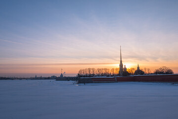 Naklejka premium Peter and Paul fortress in sunrise, Saint-Petersburg, Russia