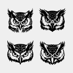set of Royal Owl Vector Design