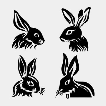 set of rabbit head vector logo