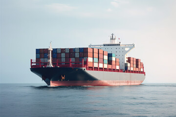 International container cargo ship, freight transportation, shipping, nautical vessel, generative ai.