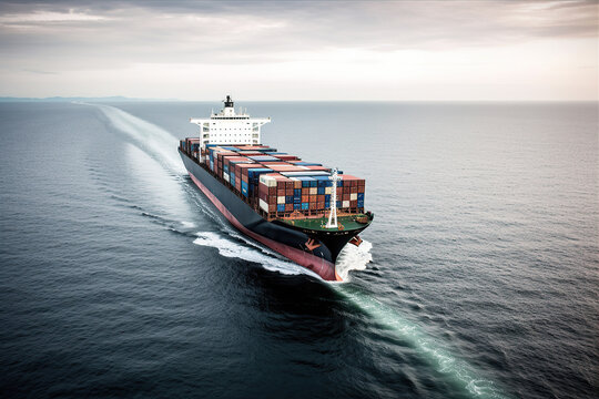 International container cargo ship, freight transportation, shipping, nautical vessel, generative ai.