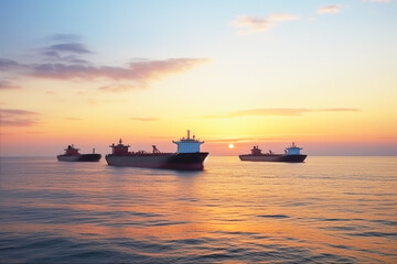 Obraz premium International oil tanker ship at sea, generative ai.