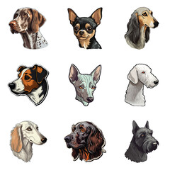 Dog Stickers Flat Icon Set Isolated On White Background - obrazy, fototapety, plakaty
