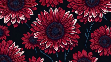 Red Gerberas. Floral Pattern. generative ai