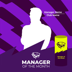 English Premier league Manager of the month reward - football competition concept. design banner poster vector template for match day big match top famous popular soccer club team in the world. 