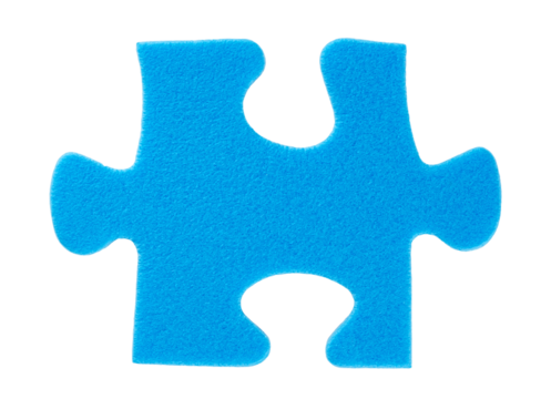 Puzzle piece on isolated on transparent background. PNG format	

