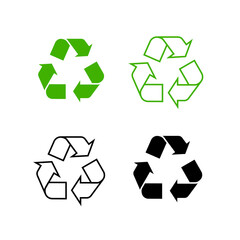 vector set of recycling symbol