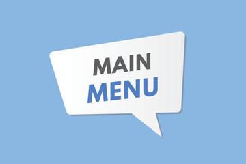 Main Menu text Button. Main Menu Sign Icon Label Sticker Web Buttons