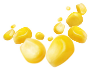 Flying delicious corn seeds, cut out