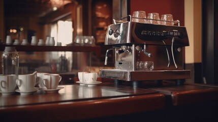 Fototapeta na wymiar Coffee machine in coffee shop