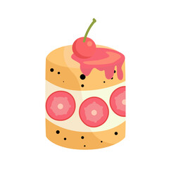 Party _ Sweets Food Hand Drawn_Strawberry cake
