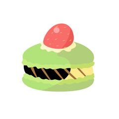 Party _ Sweets Food Hand Drawn_Matcha Macaron