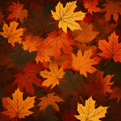 Naklejka na ściany i meble Autumn background with falling leaves. Generative ai.