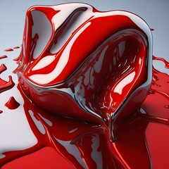 hyperrealistic soft focus melting bright redand silver 3d paint for an experimental art exhibition in the style of Cinema 4D rendering