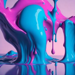 hyperrealistic soft focus melting brightPink and blue blue 3d paint for an experimental art exhibition in the style of Cinema 4D rendering