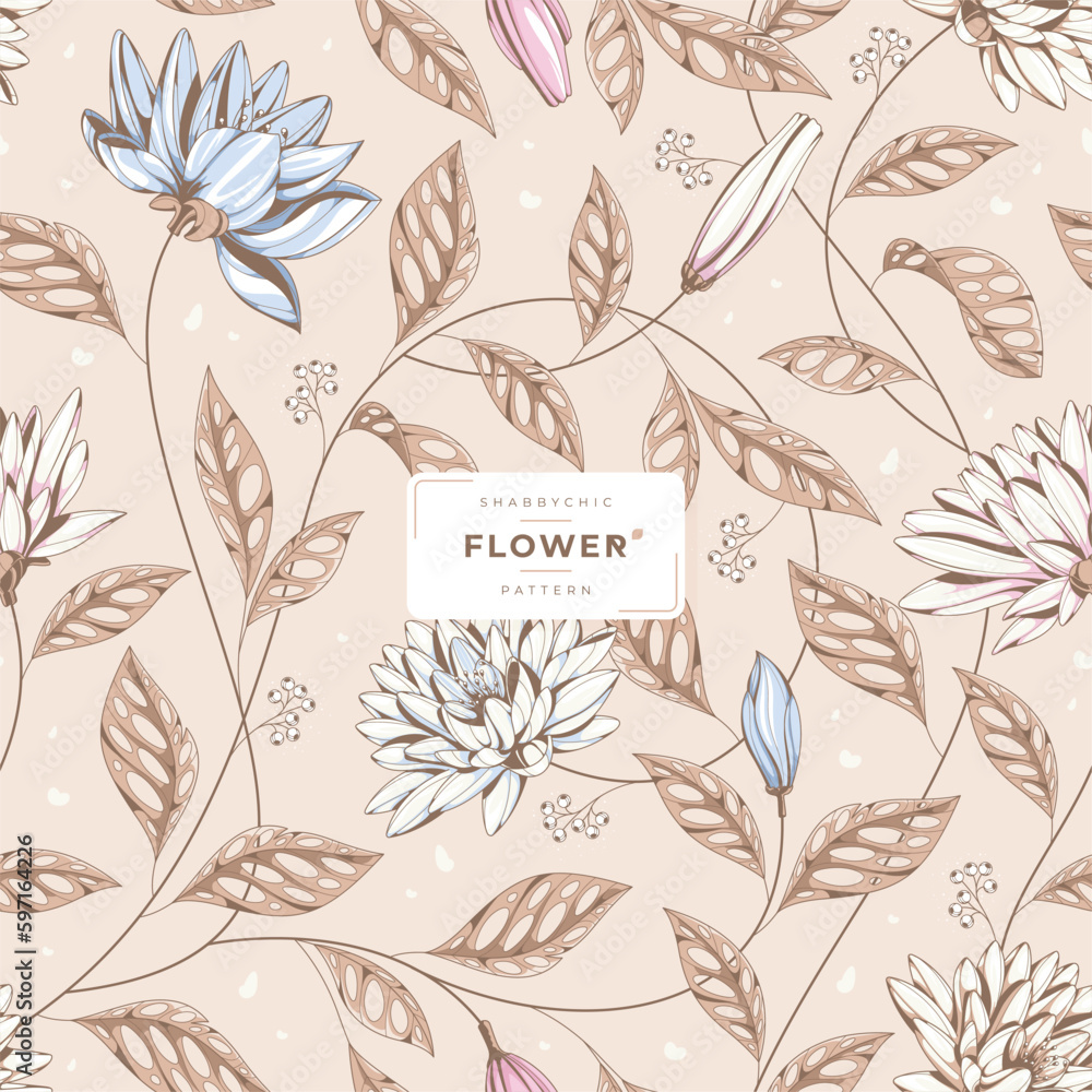 Wall mural beautiful shabby chic flower pattern