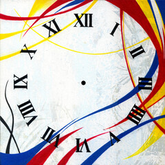 Art wall clock pattern painted. hand acrylic painting on canvas.