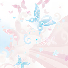 Fototapeta na wymiar Butterflies are whimsical, dreamy, and magical, by nature, With soft pastel colors, delicate, floral patterns, sparkling, butterflies, and , sparkling,dew drops 