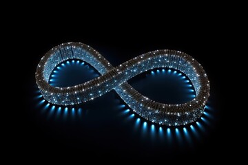 Infinity Symbol in Blue Neon Lights. generative AI. 