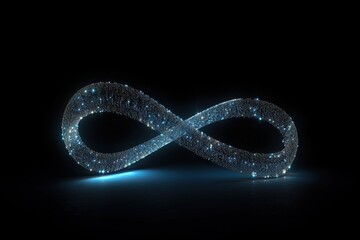 Infinity Symbol in Blue Neon Lights. generative AI. 