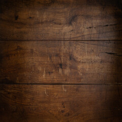 Old brown rustic dark grunge wooden timber wall or floor or table texture - wood background square