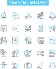 Financial analysis vector line icons set. Finance, Analysis, Financial, Accounting, Investing, Report, Budgeting illustration outline concept symbols and signs