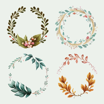 flowers vector design frame , A cute vintage floral and foilage wreath collection