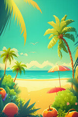 Fototapeta na wymiar Vertical background with a summer beach concept. Tropical island paradise. Generated