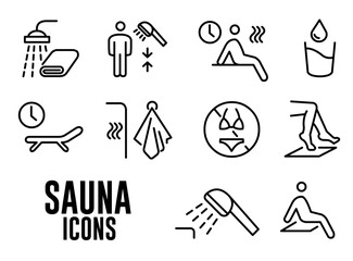 Set of sauna instructions icons