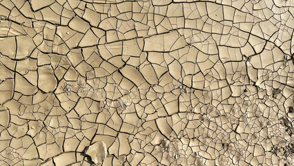 Cracked clay next to the chalk mountains, similar to honeycombs or cells