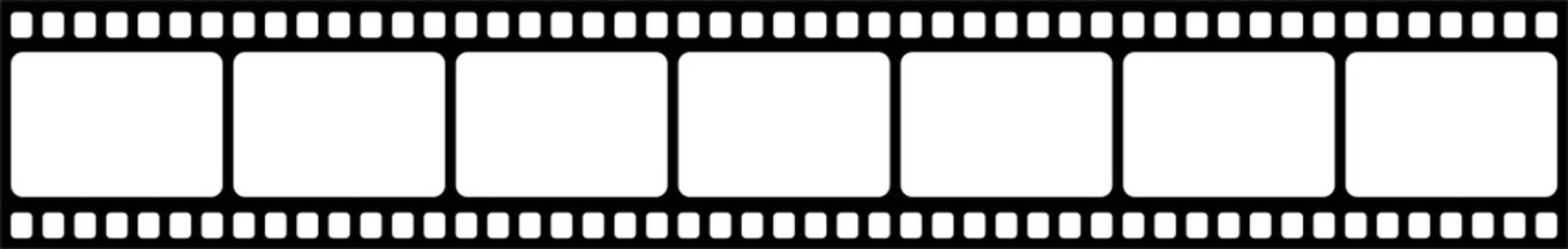 Vector blank cinema film icon. Strip film isolated on white.