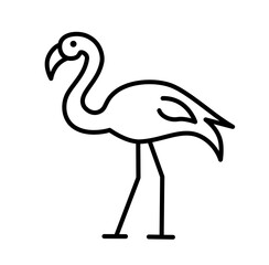 Cute flamingo tropical summer bird doodle outline icon © Mimidesign