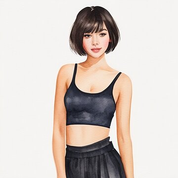 Illustration in a watercolor style, fictional young sexy woman with a beautiful face and bare shoulders on a white background. Female avatar for social networks. AI generation
