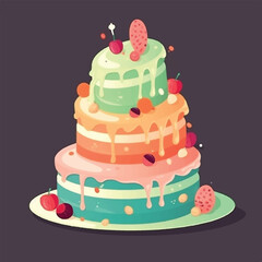 Birthday cake colorful simple 2d design
