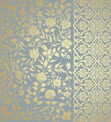 wedding card design, traditional paisley floral pattern , royal India	
