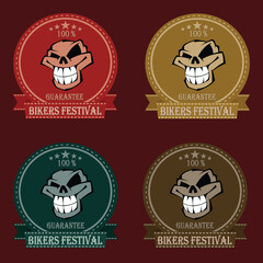 Set of badges with skull