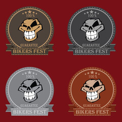 Set of badges with skull