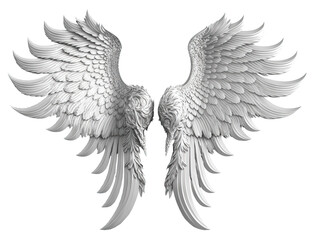 Fototapeta premium White angel wings isolated on transparent background Generative AI png
