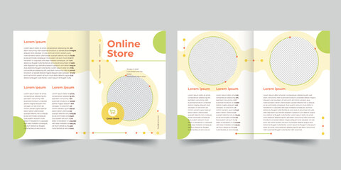 Online Store bifold brochure template. A clean, modern, and high-quality design bifold brochure vector design. Editable and customize template brochure