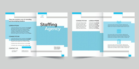 Fototapeta na wymiar Staffing Agency bifold brochure template. A clean, modern, and high-quality design bifold brochure vector design. Editable and customize template brochure