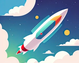 Naklejka premium Exploring the Sky: Rocket Launch of a Spacecraft. Generative Ai