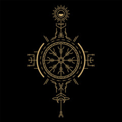 mysterious golden nordic symbol vector design