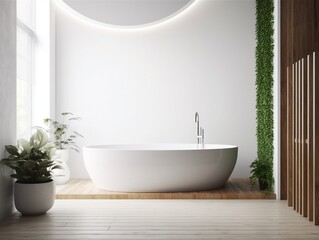 Naklejka na ściany i meble Interior mockup. Bathtub, bathroom. Generative AI