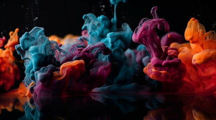 Ink in water liquid splash cloud smoke background new quality universal colorful illustration design, generative ai	
