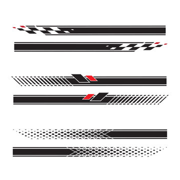 Wrap Design For Car vectors. Sports stripes, car stickers black color. Racing decals for tuning_20230427