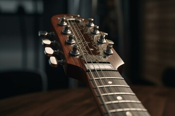 Electric guitar headstock. Generative AI