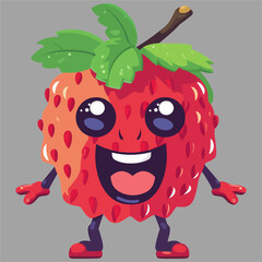 Cartoon funny smiling strawberry character. Vector illustration for your design.