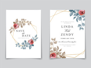 beautiful floral watercolor wedding invitation card