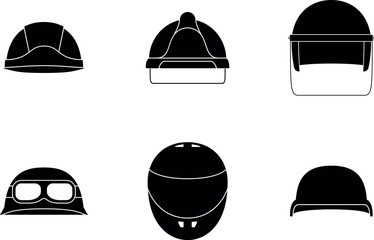 Set of modern helmets for sport and work